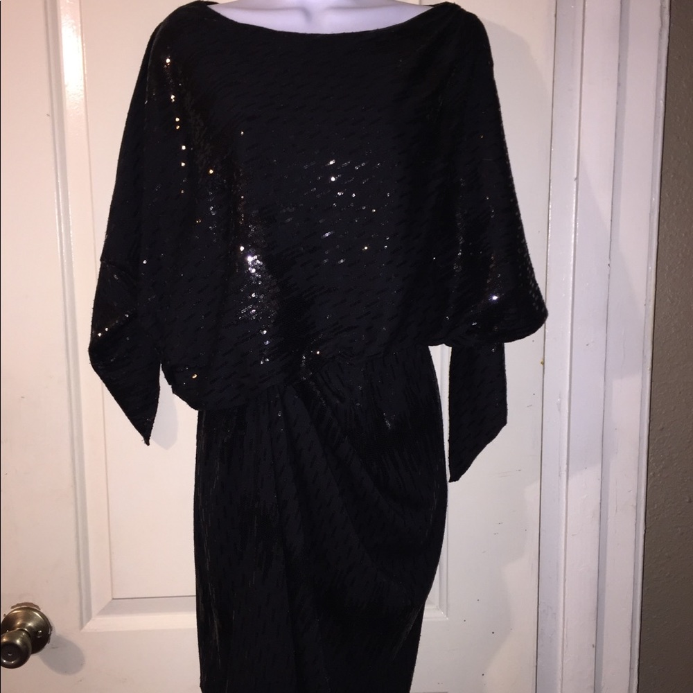 DAVID MEISTER BLACK SEQUINED COCKTAIL DRESS SIZE 6